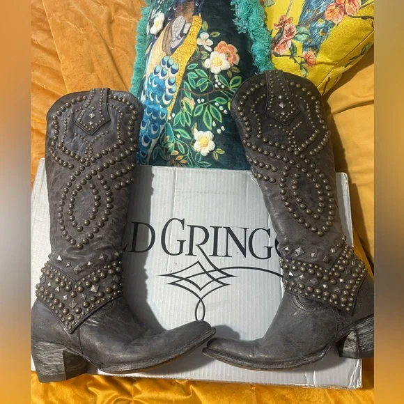 Old Gringo Belinda 18” distressed black cowboy western boots - Picture 2 of 10